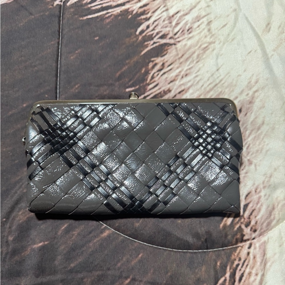 Elegant Gray Woven Clutch